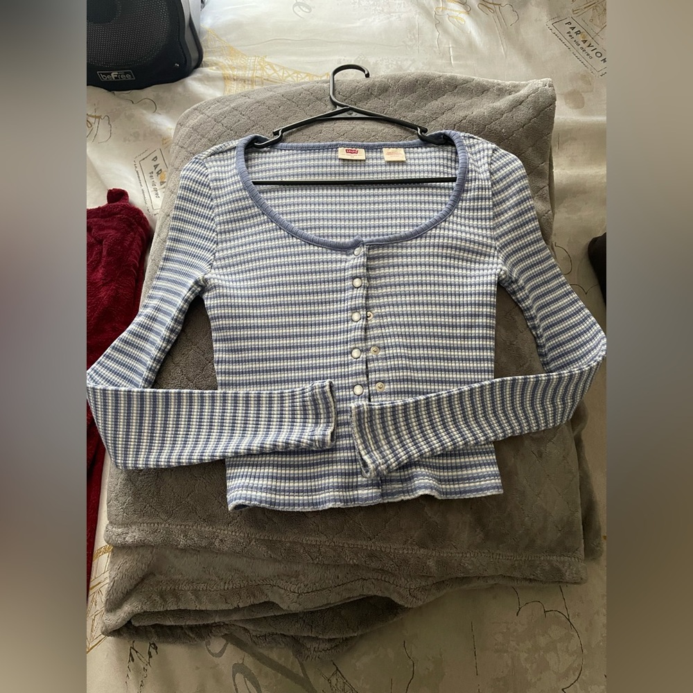 Levi's Blue and White Long Shirt